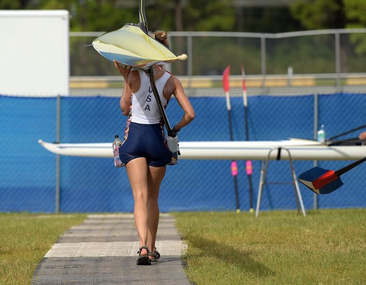 Rowers prepare their gear Thursday for the 2017 World Rowing Championships at Nathan Benderson Park.