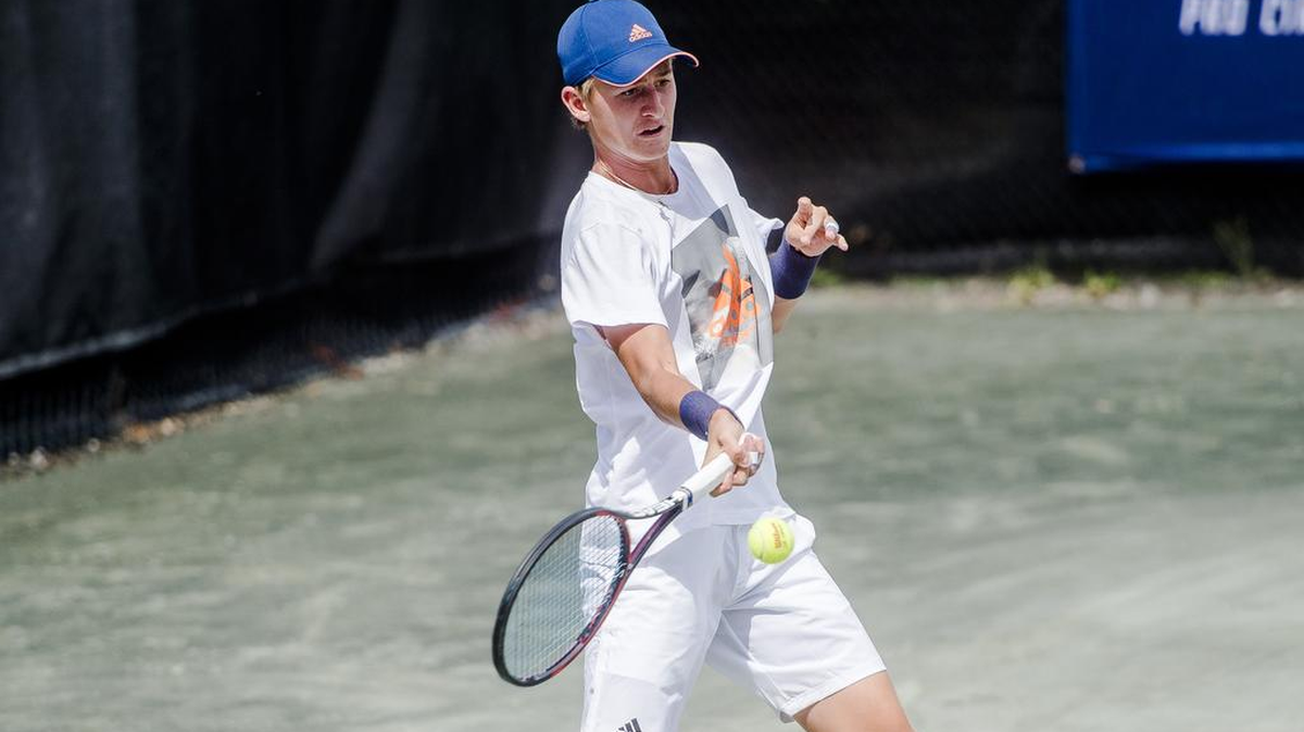 Sebastian Korda, of Bradenton, practices for the upcoming Sarasota Open tennis tournament at United Tennis Academy on Friday afternoon in Bradenton.