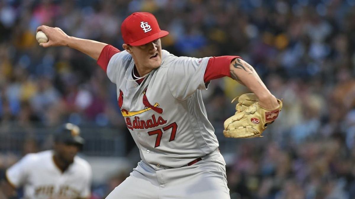 Josh Lucas made his major league debut for the St. Louis Cardinals on Saturday in Pittsburgh against the Pirates.