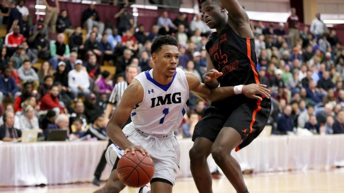 IMG Academy’s Trevon Duval drives during a game against Wasatch Academy at the Hoophall Classic on Jan. 15 in Springfield, Mass. Duval was named to the U.S. team roster for the 20th annual Nike Hoop Summit game next month in Portland, Ore.