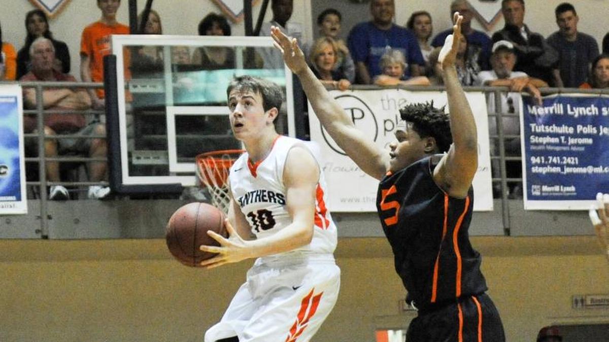 Dominick Otteni of Bradenton Christian drives for the net in Class 2A Regional District 3 Championship game in February.