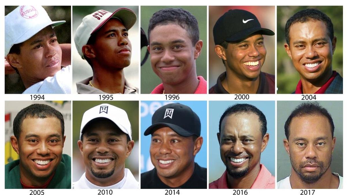 These are file photos by year showing Tiger Woods, starting in 1994 and ending with a 2017 photo provided by the Palm Beach County Sheriff's Office on Monday, May 29, 2017. Tiger Woods attributed an "unexpected reaction" to prescription medicine for his arrest on a DUI charge that landed him in a Florida jail Monday for nearly four hours. Woods, the 14-time major champion who had back surgery five weeks ago, was arrested on suspicion of DUI at about 3 a.m. Monday and taken to Palm Beach County jail.