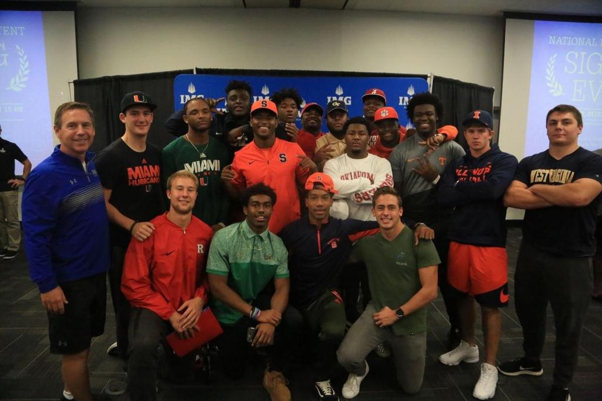 IMG Academy, which finished ranked No. 2 in the country, had 13 players sign with Power Five programs on Wednesday and four who will enter college as preferred walk-ons.