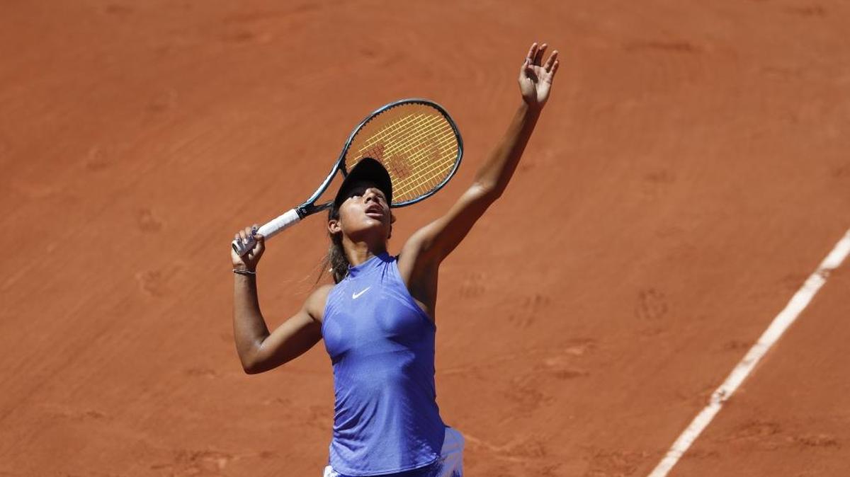 Whitney Osuigwe, of the United States, serves the ball to compatriot Claire Liu during the girls final of the French Open tennis tournament at the Roland Garros stadium in June in Paris.