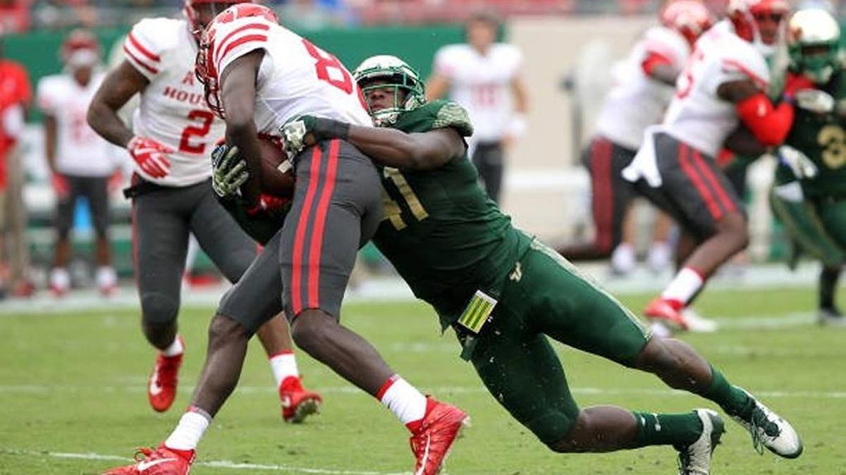 Former Manatee High standout Greg Reaves is tied for fourth on USF’s defense with 48 tackles and tied for the team-lead with 13 tackles for a loss. He also has four sacks, six quarterback hurries and three pass breakups.