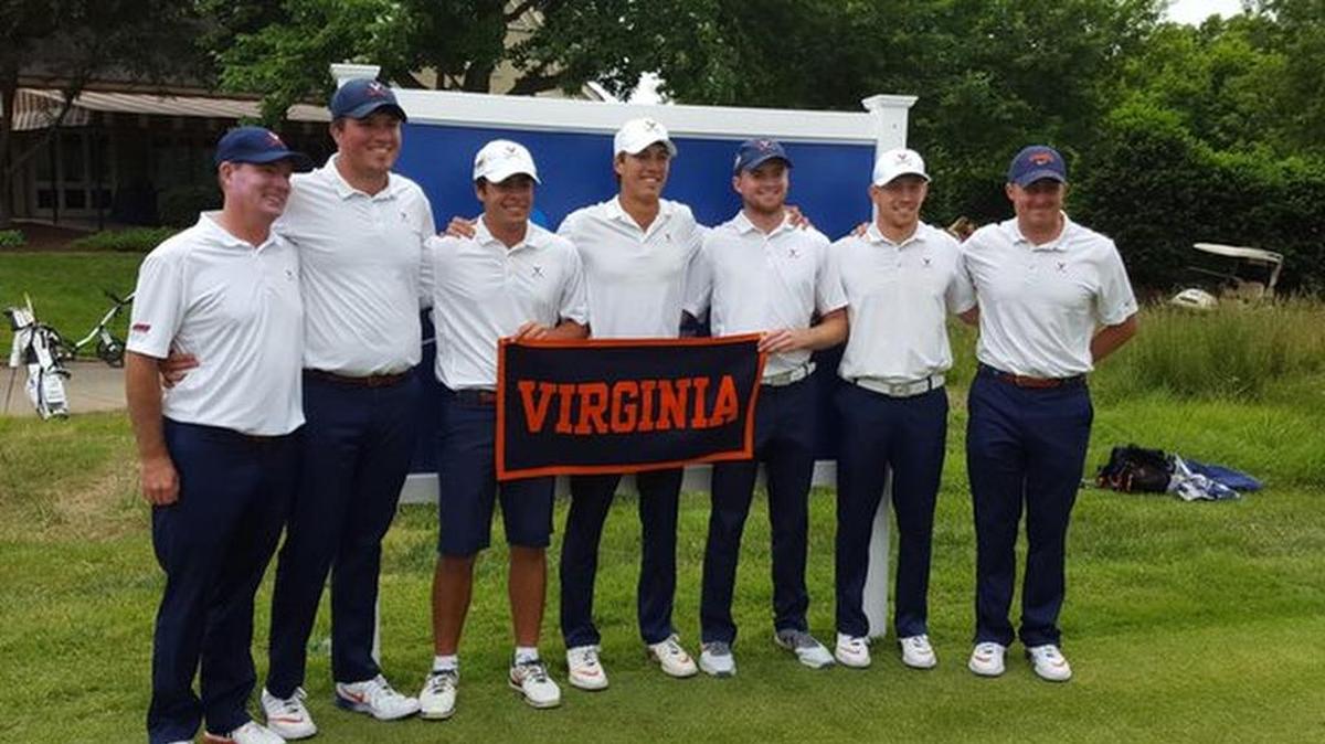 Lakewood Ranch High alum Danny Walker, third from right, heading to NCAA Division I Men’s National Golf Championship with the University of Virginia team.