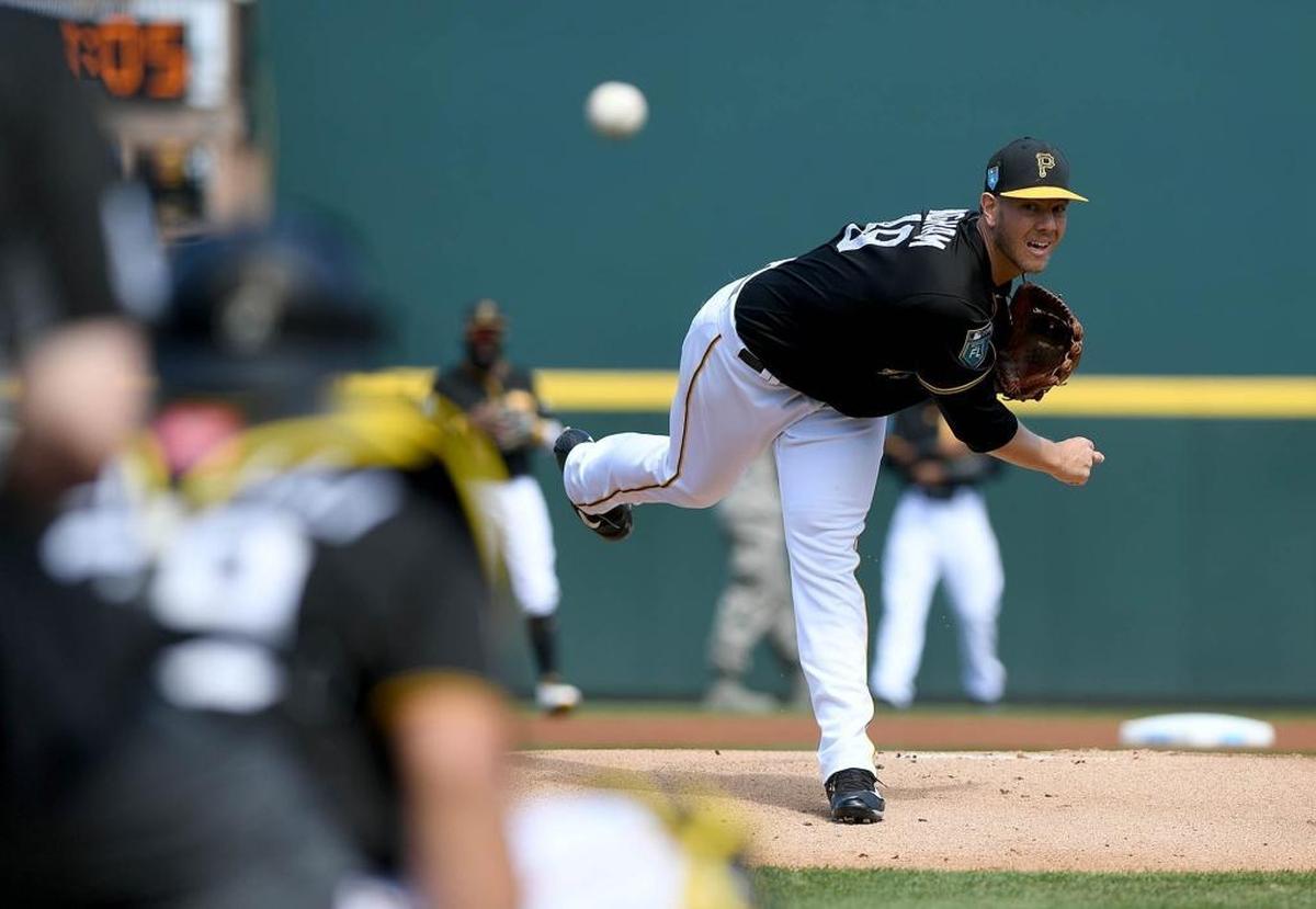 Pirates right-hander Nick Kingham works during Thursday’s spring training game against the Detroit Tigers at LECOM Park.